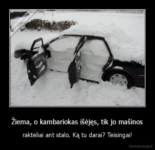 Žiema, o kambariokas išėjęs, tik jo mašinos