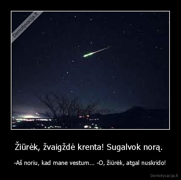 Žiūrėk, žvaigždė krenta! Sugalvok norą. 