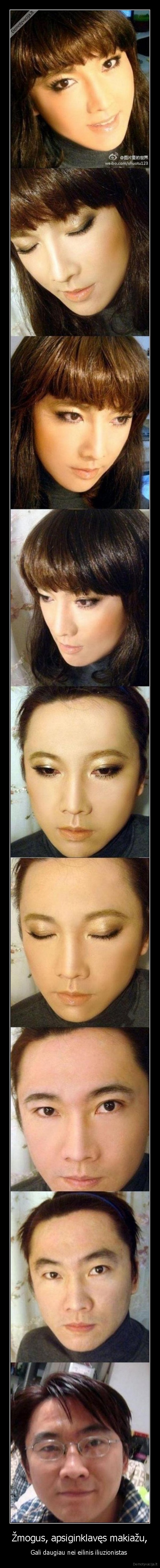 Žmogus, apsiginklavęs makiažu,