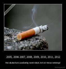  2005, 2006 2007, 2008, 2009, 2010, 2011, 2012 - Visi rukaliai buvo pasižadėję mesti rūkyti, bet nei vienas neistengė