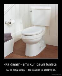 -Ką darai? - sms kurį gauni tualete. - Tv, pc arba sedžiu - dažniausias jo atsakymas.