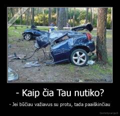- Kaip čia Tau nutiko? - - Jei būčiau važiavus su protu, tada paaiškinčiau