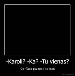 -Karoli? -Ka? -Tu vienas? - -Jo -Tada paziurek i siknas