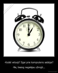 -Kodėl vėluoji? Ilgai prie kompiuterio sėdėjai? - -Ne, tiesiog negalėjau užmigti...