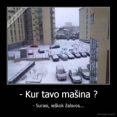 - Kur tavo mašina ? - - Surasi, ieškok žalsvos...