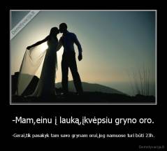 -Mam,einu į lauką,įkvėpsiu gryno oro. - -Gerai,tik pasakyk tam savo grynam orui,jog namuose turi būti 23h.
