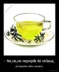 - Ne,ne,ne nepripilk iki viršaus, - aš dasipilsiu šalto vandens.