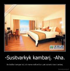 -Susitvarkyk kambarį. -Aha. - šie žodžiai kartojasi tol, kol mama neiškenčia ir pati sutvarko tavo kambarį