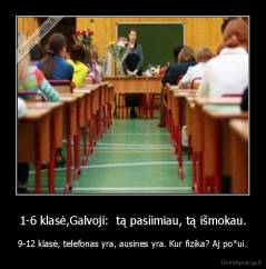 1-6 klasė,Galvoji:  tą pasiimiau, tą išmokau. - 9-12 klasė, telefonas yra, ausines yra. Kur fizika? Aj po*ui.