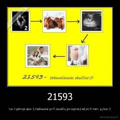 21593 - kai 2 galvoja apie 1,mažiausiai po 5 savaičių jie supras,kad po 9 mėn. jų bus 3