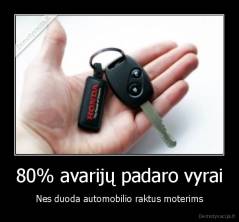 80% avarijų padaro vyrai - Nes duoda automobilio raktus moterims
