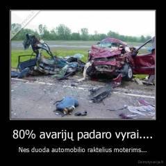 80% avarijų padaro vyrai.... - Nes duoda automobilio raktelius moterims...