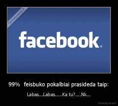 99%  feisbuko pokalbiai prasideda taip: - Labas...Labas.....Ka tu?....Nk...