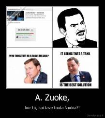 A. Zuoke, - kur tu, kai tave tauta šaukia?!