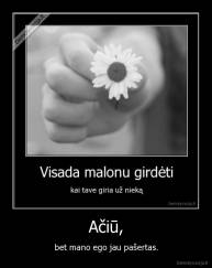 Ačiū, - bet mano ego jau pašertas.