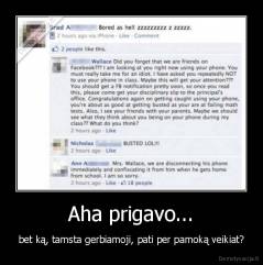 Aha prigavo... - bet ką, tamsta gerbiamoji, pati per pamoką veikiat?