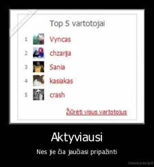 Aktyviausi - Nes jie čia jaučiasi pripažinti