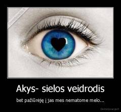 Akys- sielos veidrodis - bet pažiūrėję į jas mes nematome melo...