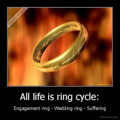 All life is ring cycle: - Engagement ring - Wedding ring - Suffering