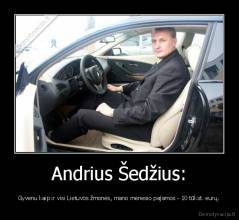 Andrius Šedžius: - Gyvenu kaip ir visi Lietuvos žmonės, mano mėnesio pajamos - 10 tūkst. eurų.