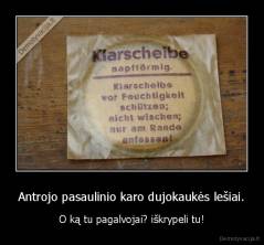 Antrojo pasaulinio karo dujokaukės lešiai. - O ką tu pagalvojai? iškrypeli tu!