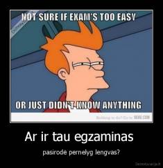 Ar ir tau egzaminas  - pasirodė pernelyg lengvas?