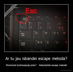 Ar tu jau isbandei escape metoda? - -Pamirsote kontracepcija pries?   -Isbandykite escape metoda!