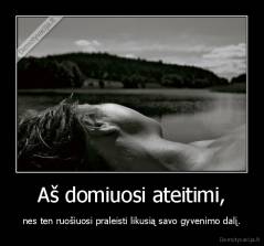 Aš domiuosi ateitimi, - nes ten ruošiuosi praleisti likusią savo gyvenimo dalį.