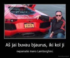 Aš jai buvau bjaurus, iki kol ji - nepamatė mano Lamborghini.