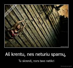 Aš krentu, nes neturiu sparnų,  - Tu skrendi, nors tavo netikri