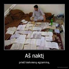Aš naktį - prieš kiekvieną egzaminą.