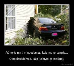 Aš noriu mirti miegodamas, kaip mano senelis... - O ne šaukdamas, kaip keleiviai jo mašinoj.