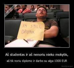 Aš studentas ir aš nenoriu nieko mokytis, - aš tik noriu diplomo ir darbo su alga 1000 EUR