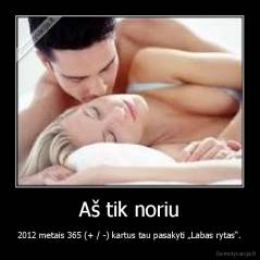 Aš tik noriu - 2012 metais 365 (+ / -) kartus tau pasakyti „Labas rytas“.