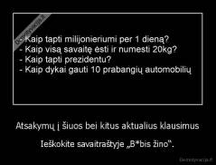 Atsakymų į šiuos bei kitus aktualius klausimus - Ieškokite savaitraštyje „B*bis žino“.