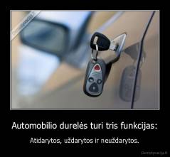 Automobilio durelės turi tris funkcijas: - Atidarytos, uždarytos ir neuždarytos.