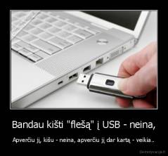Bandau kišti "flešą" į USB - neina, - Apverčiu jį, kišu - neina, apverčiu jį dar kartą - veikia..