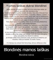 Blondinės mamos laiškas - Blondinei dukrai