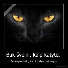 Buk švelni, kaip katytė.  - Bet nepamirsk , kad ir katės turi nagus.