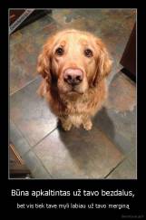 Būna apkaltintas už tavo bezdalus, - bet vis tiek tave myli labiau už tavo merginą