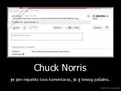 Chuck Norris - jei jam nepatiks tavo komentaras, jis jį tiesiog pašalins..