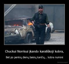 Chuckui Norrisui įkando karališkoji kobra, - Bet po penkių dienų baisių kančių... kobra numirė