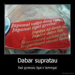 Dabar supratau - Kad gyvensiu ilgai ir laimingai