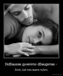 Didžiausias gyvenimo džiaugsmas -  - žinoti, kad mes esame mylimi.