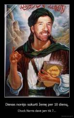 Dievas norėjo sukurti žemę per 10 dienų, - Chuck Norris davė jam tik 7...