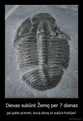 Dievas sukūrė Žemę per 7 dienas - gal galite priminti, kurią dieną jis sukūrė fosilijas?
