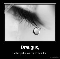 Draugus, - Reikia gerbti, o ne juos skaudinti