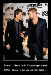 Emmet : Mano brolis Edward geriausias - Stefan : palauk , tu dar nematei mano brolio ...