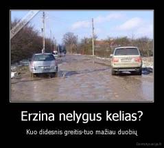 Erzina nelygus kelias? - Kuo didesnis greitis-tuo mažiau duobių