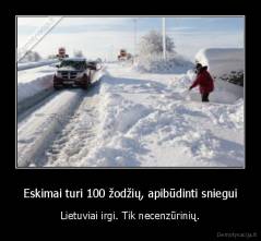 Eskimai turi 100 žodžių, apibūdinti sniegui - Lietuviai irgi. Tik necenzūrinių.